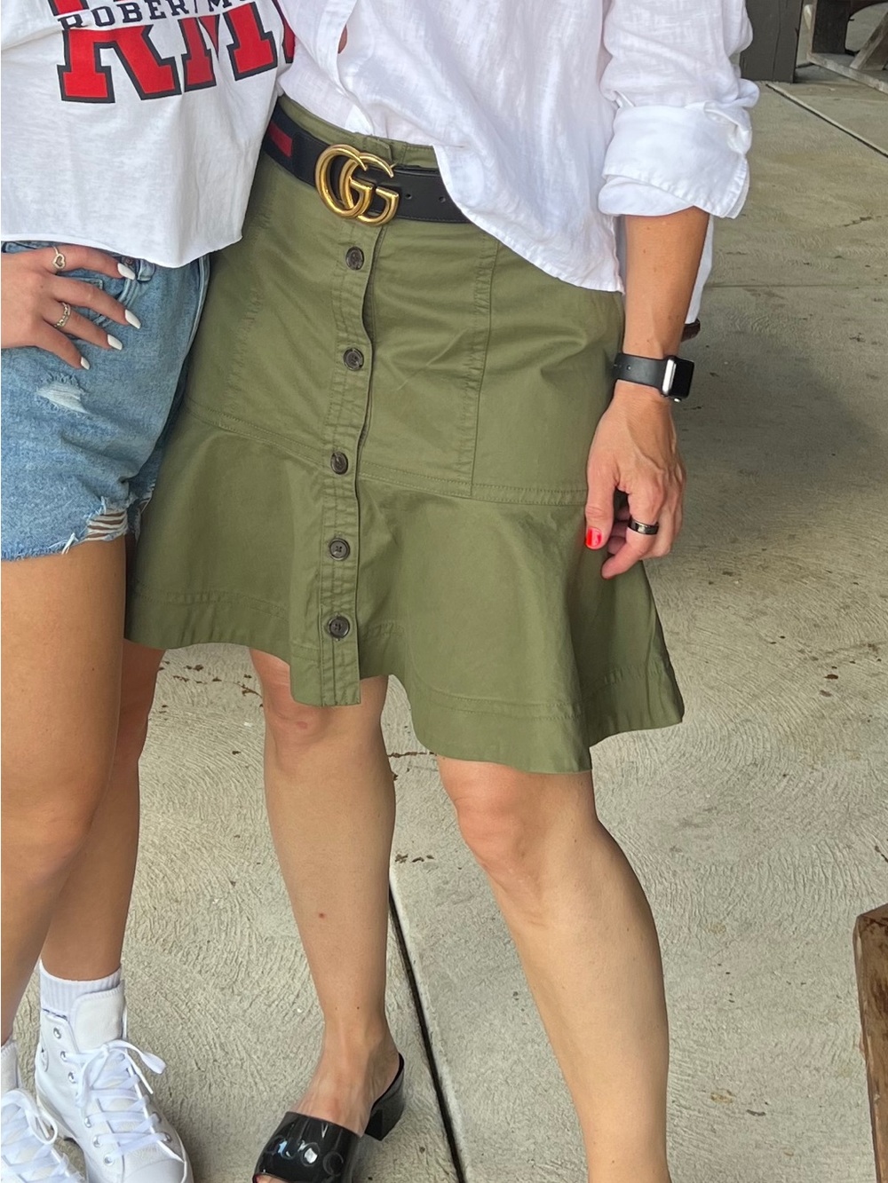 Banana Republic Military Olive Button-Front Belted Skirt - Picture 4 of 4